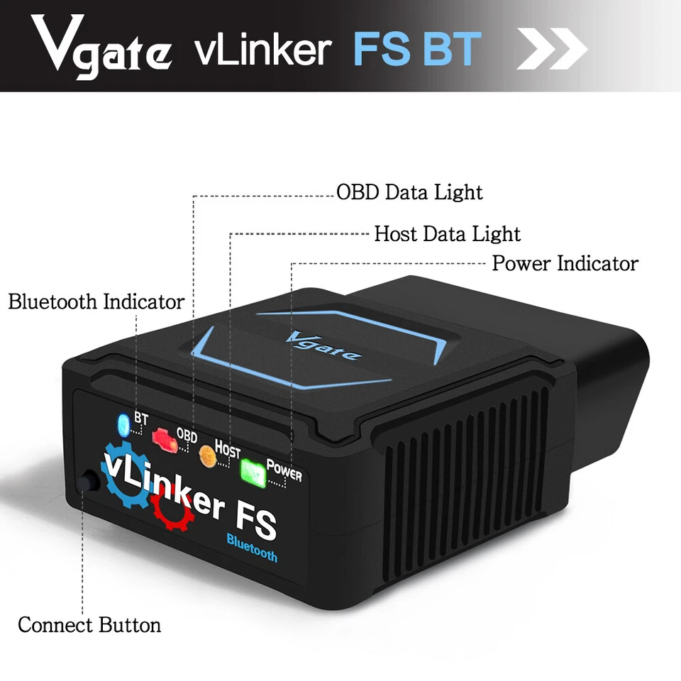 Vgate vLinker FS Bluetooth OBD2 Detectar códigos de error lectores de fallas para iOS/Android Foto 2 de 4