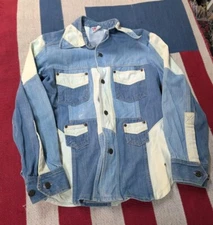 Vintage 80s MP International Denim Jean Jacket L PATCHWORK 