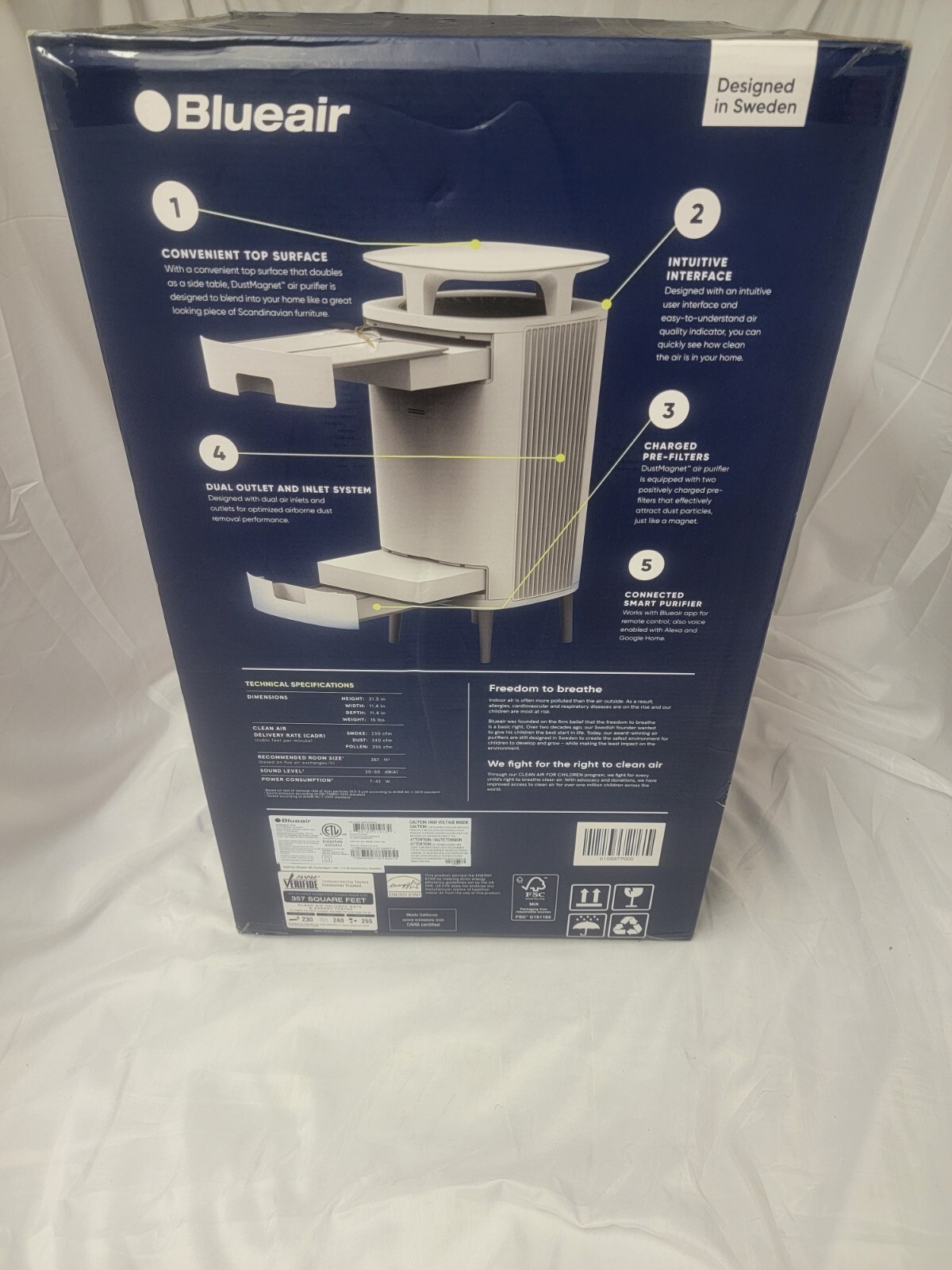 Blueair 5410i Tabletop Air Purifier Large Room up to