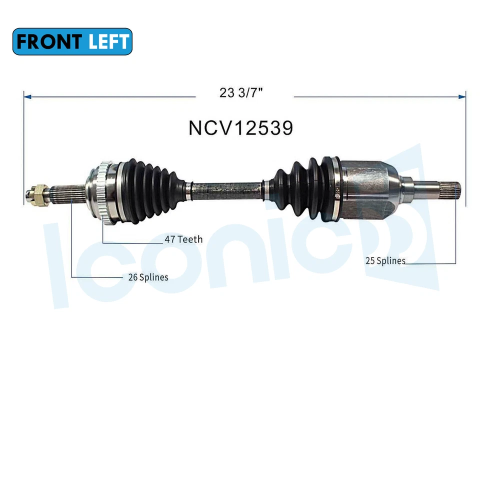 Front Left CV Axle Shaft Assembly for 1987-1995 Chrysler Dodge Plymouth NCV12539 - Image 2 of 4