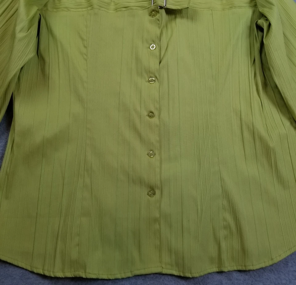 Blusa Cotton Express Feminina 3X Plus Verde Amarelo Manga 3/4 Botões Elástica - Imagem 3 de 4