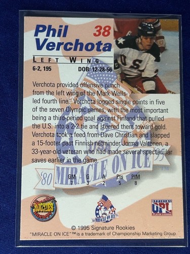 #38 Phil Verchota signiert 1995 Signature Rookies Miracle on Ice 1980 Goldmedaille - Bild 7 von 11