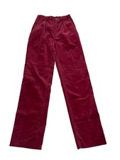 Vtg Calvin Klein Velvet Women  s Sz:6 High Rise Pleated Cranberry Straight Pants