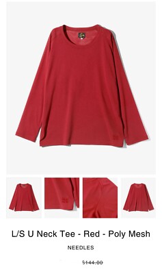 NWT 🌺 Needles Poly Mesh T-shirt Long Sleeve Red Size XS $150
