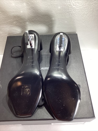 NIB Saint Laurent Opyum Black Silver Sandals 85 with YSL Heel Size 37.5 - Picture 11 of 13