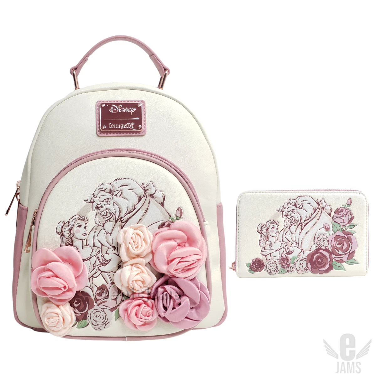 Loungefly Disney Beauty and the Beast Floral Portrait Mini Backpack &  Wallet Set