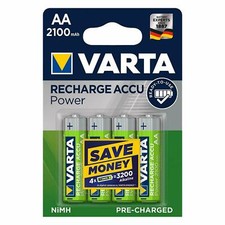 Brand New Varta 2100 mAh AA ACCU Rechargeable Ni-MH Batteries Pack of 4 Size AA 27.69 per battery