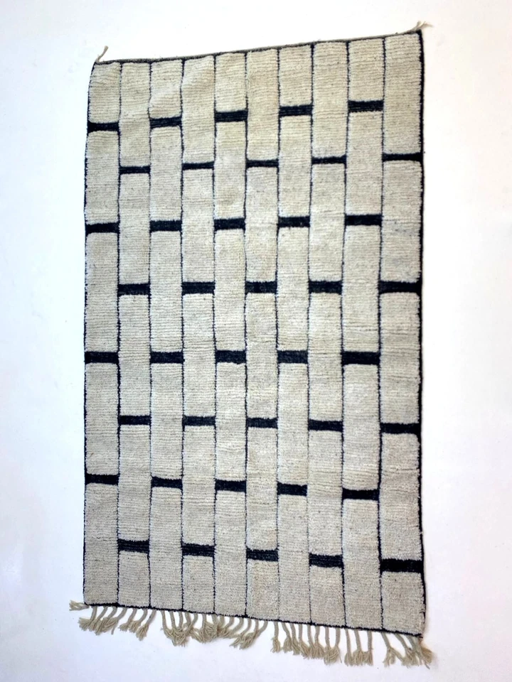 Custom Checkered Runner Rug,Moroccan Berber Hallway Soft Wool Area Stair Runner - Image 2 of 4