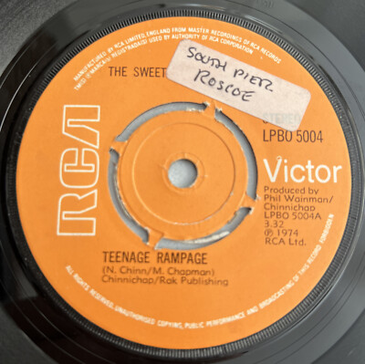 SWEET Teenage Rampage b/w Own Up, Take A Look At Yourself 7'' 45rpm UK VG+