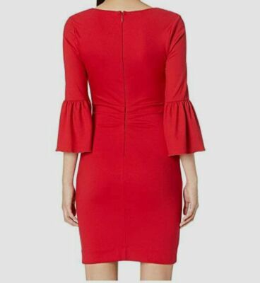 nicole miller red ruched dress Nicole Miller Red Ruched Off The Shoulder Mini Dress Bodycon Cocktail Holiday 2