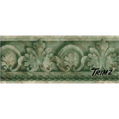 Jade Green Acanthus Leaf Wallpaper Border | Pre-pasted | 15  x 6.8  | Wall Decor