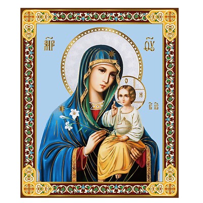 Eternal Bloom Gold Foil Wooden Icon 3 inch, Gold foil Cross on the Back Side