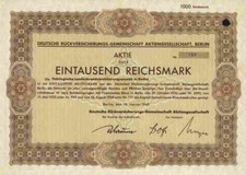 Deutsche R&uuml;ckversicherungs Gemeinschaft 1943 Berlin D&uuml;sseldorf Bernkastel Gotha