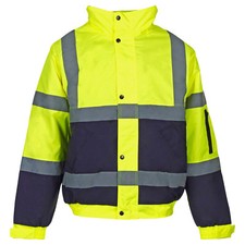 HI VIS JACKET VIZ VISIBILITY COAT SECURITY WORK CONTRACTOR WATERPROOF PADDED TOP