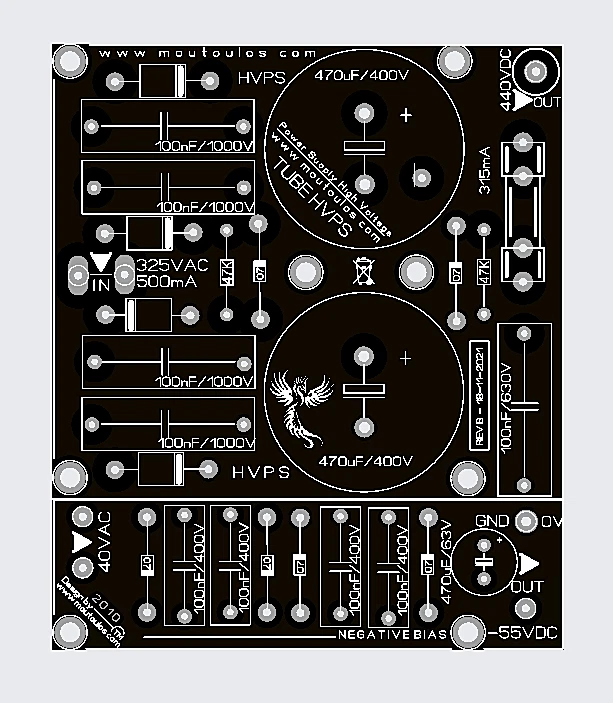 Tube Power Supply HV & Negative PCB (For Stereo 2xEL34 PP Elektor) - Image 2 of 4