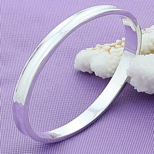 925 Sterling Silver Smooth Closed Bangle Bracelet Women Jewelry Party Gift