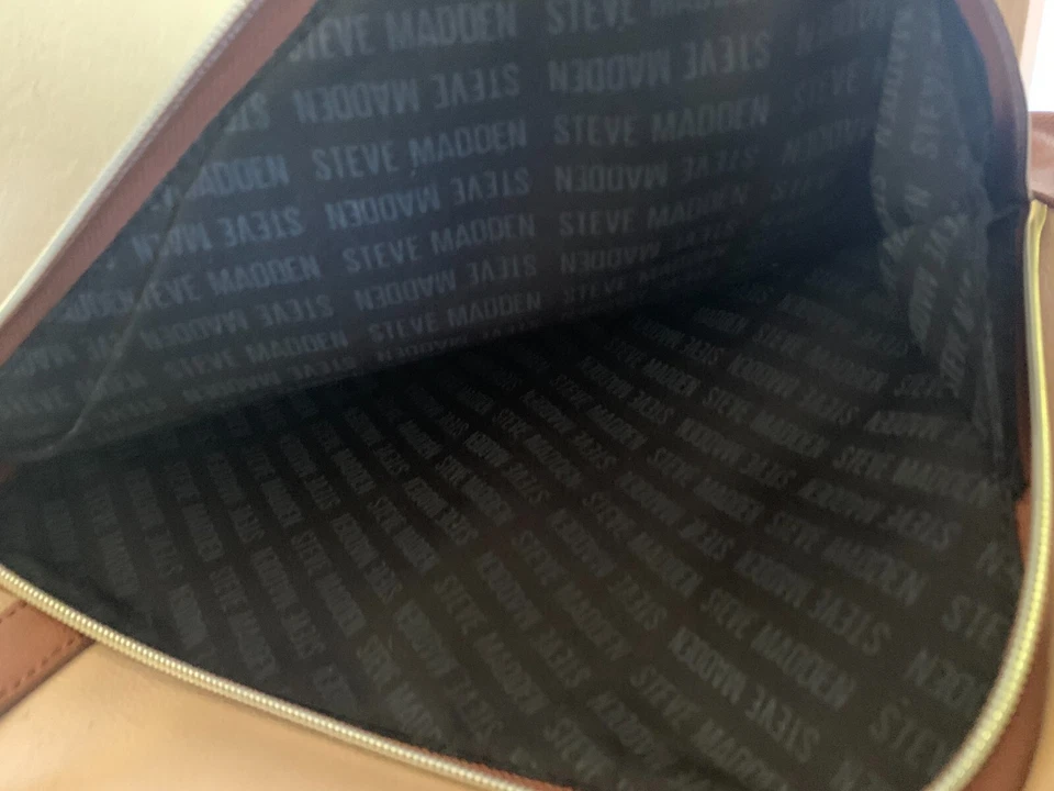 Steve Madden Grande Acolchado Cuero Bolso de Mano y/o Pañales DD261405 Marrón Foto 3 de 4