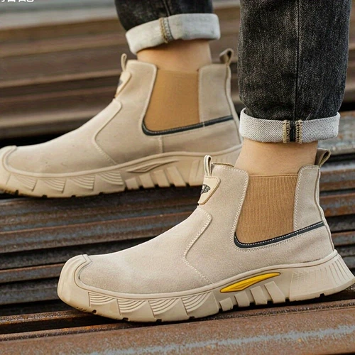 Herren Stahlkappe Arbeit Sicherheitsstiefel Rindsspaltleder Obermaterial Schweißen Funkenfrei - Bild 8 von 18