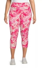 Terra  Sky Women's Tie Dye High Rise Super Soft Capri Leggings Pink 1X 16W-18