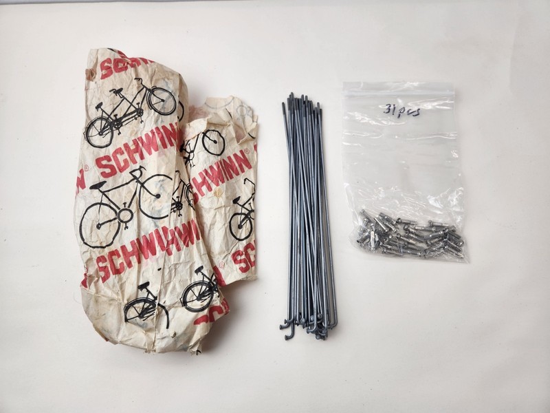 Vintage Schwinn Wheel Spokes 7 - 7/8" Long - 35 Spokes, 31 Nipples