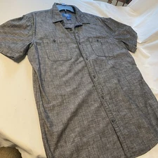 The Foundry Supply Co XLT Black Sh Sleeve Button Up Shirt 26” Armpit-AP 34” Long