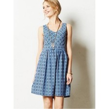 Anthropologie Maeve Lazuli Aztec Geometric Tribal V-Neck Sleeveless Dress