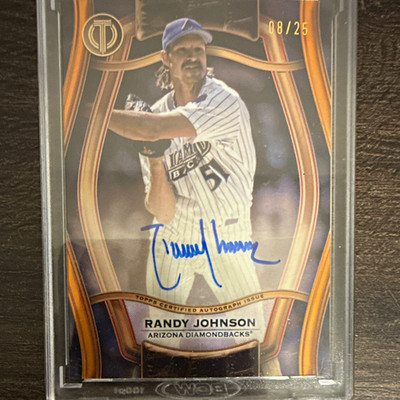 Topps 2025 Tribute Randy Johnson Pillars Game Auto 08/25 Gold PTGA-RJ