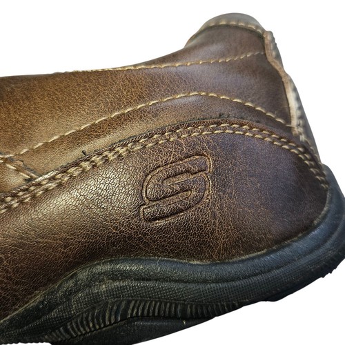 Herren SKETCHERS Premium MEMORY FOAM Braun Leder Slipper Schuhe EU 43 UK Größe 9 - Bild 6 von 11