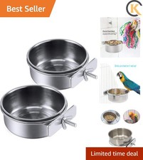 Parrot Feeding Cups Birds Food Dish Stainless Steel Parrot Feeders Water Cage...