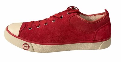 UGG Evera Red Suede Sheepskin Lined Sneakers Shoes Womens Size 9 Excellent Cond