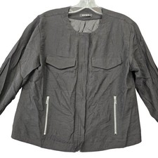 DKNY Black Jacket Preppy Long Sleeves Full Zip Windbreaker Pockets Womens Size S