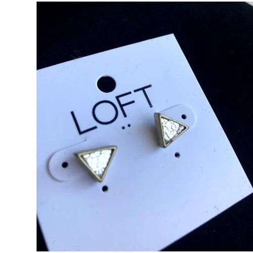 Ann Taylor LOFT Women's Metallic Pyrite Triangle Stud Earrings NWT 24