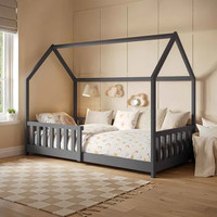 Flair Explorer Playhouse Bed Grey Wooden Frame Kids Cabin Style Sleeper Bedding