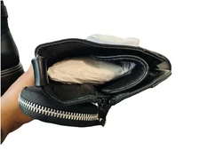 Tanzi Brand Black Leather Boots With Mini Bags Attached Size 9