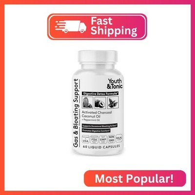 Youth & Tonic 3-in-1 Liquid Activated Charcoal Pills + 1200mg Organic Coconut Oi