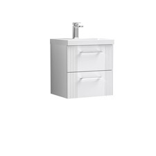Image of Partial Fluted 2 Drawer Wall Hung Vanity Unit with 1 Tap Hole Thin-Edge Basin- 5