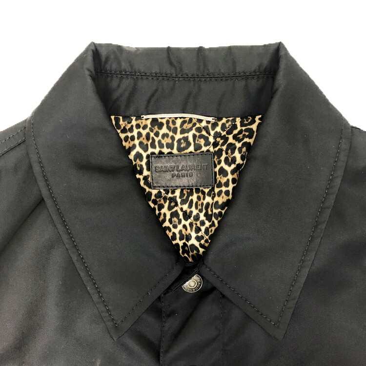 Giacca tracker Saint Laurent 22SS foderata leopardata taglia 46 18 pollici nera