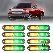 1200T Emergency Strobe Grille Lights: 8pcs 12 LED Sync Feature Amber/Green