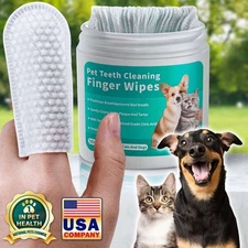Pet Teeth Cleaning Wipes for Dogs & Cats, Dental Finger Pads Pearl-Embossed