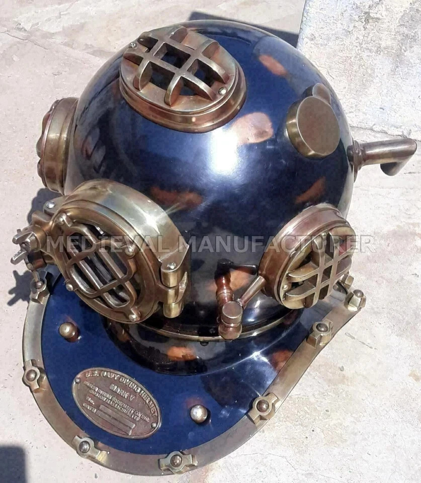 Antique Diving Helmet Full Size US Navy Brass Divers Mark V Deep Sea ...