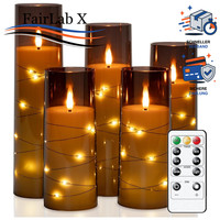 Flackernde Led-Kerzen Mit Fernbedienung Und Timer 5Er-Set Grau Acryl 5 StüCk