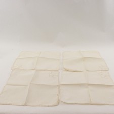 Set of 4 Vintage White Linen Napkins Cutwork Crocheted Lace