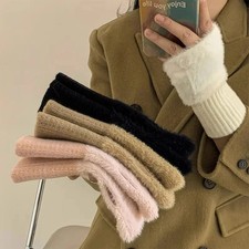 Soft Winter Mitten Half Finger Gloves Women Warm Plush Knitted Fingerless Gloves