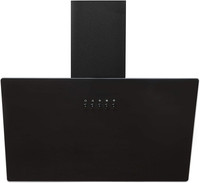 60cm Black Angled Glass Cooker Hood Extractor Fan 3 Speeds LED Kitchen Vent