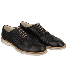 DOLCE & GABBANA MILANO Lace Leather Oxford Brogues Shoes Black Beige 