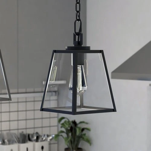 VAXCEL P0346 Grant 7-in Black Indoor Outdoor Farmhouse Mini Pendant Lantern, - Picture 6 of 9
