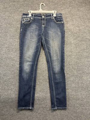 Premiere Rue 21 Jeans Women 11/12 Low-Rise Skinny Stretch Whiskered Embellished