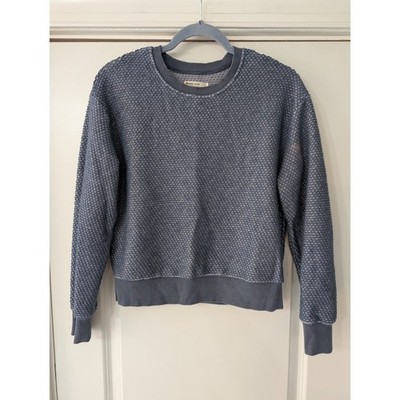 Marine Layer Womens Robin Textured Waffle Knit Crewneck Sweatshirt Small