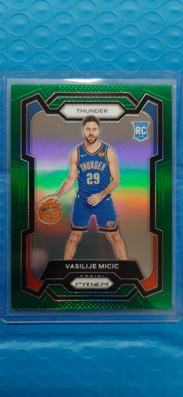 VASILIJE MICIC 2023-24 PANINI PRIZM GREEN HOLO REFRACTOR RC # 297 MINT OKC