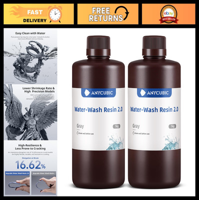 High Precision Water Washable 3D Printer Resin 2.0, Low Shrinkage, 2000g, Grey
